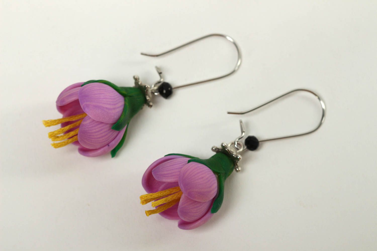 Handmade plastic earrings cute earrings with charms tender flower accessory photo 1