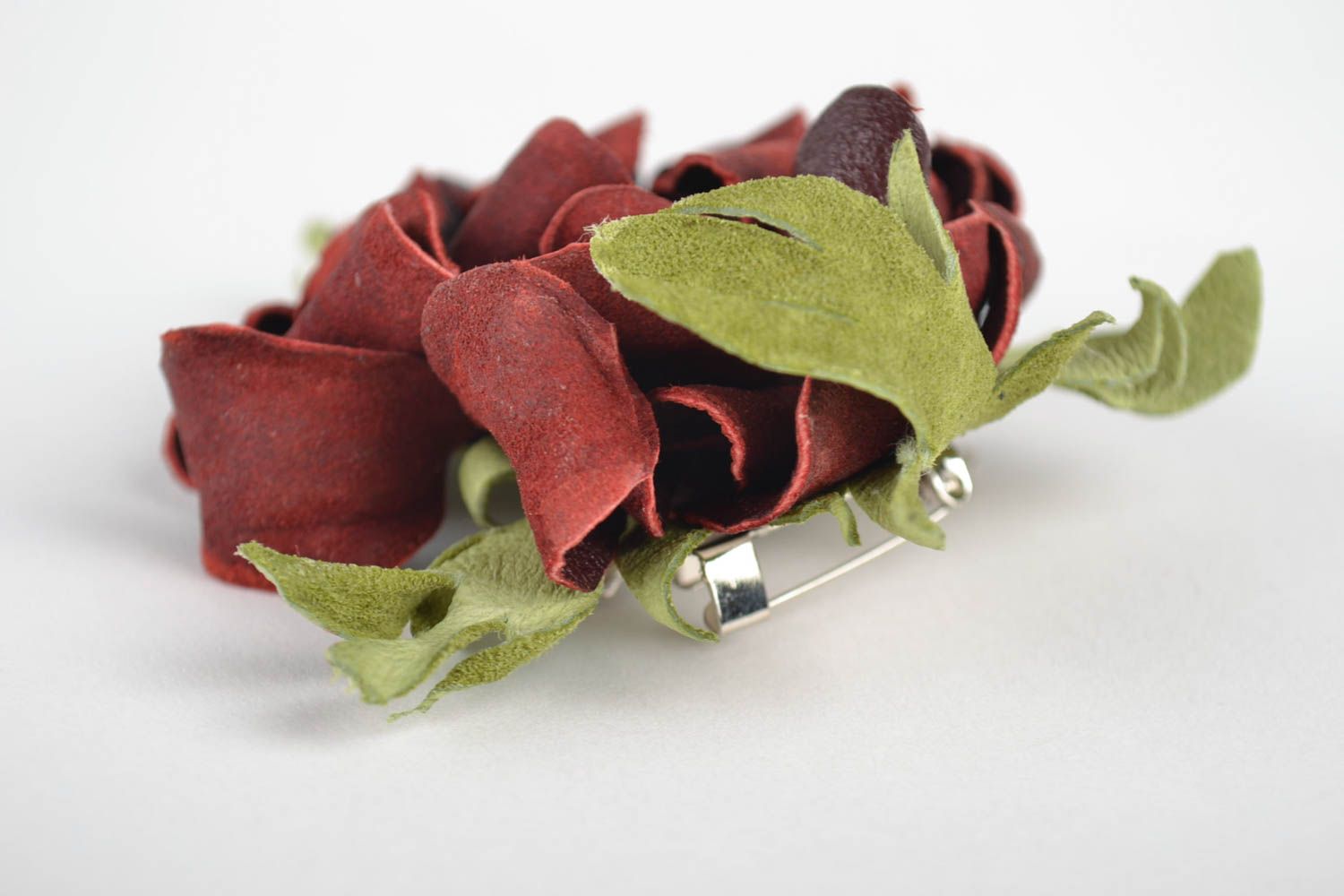 Blumen Brosche handmade Schmuck aus Leder Designer Accessoire Geschenk für Frau foto 4