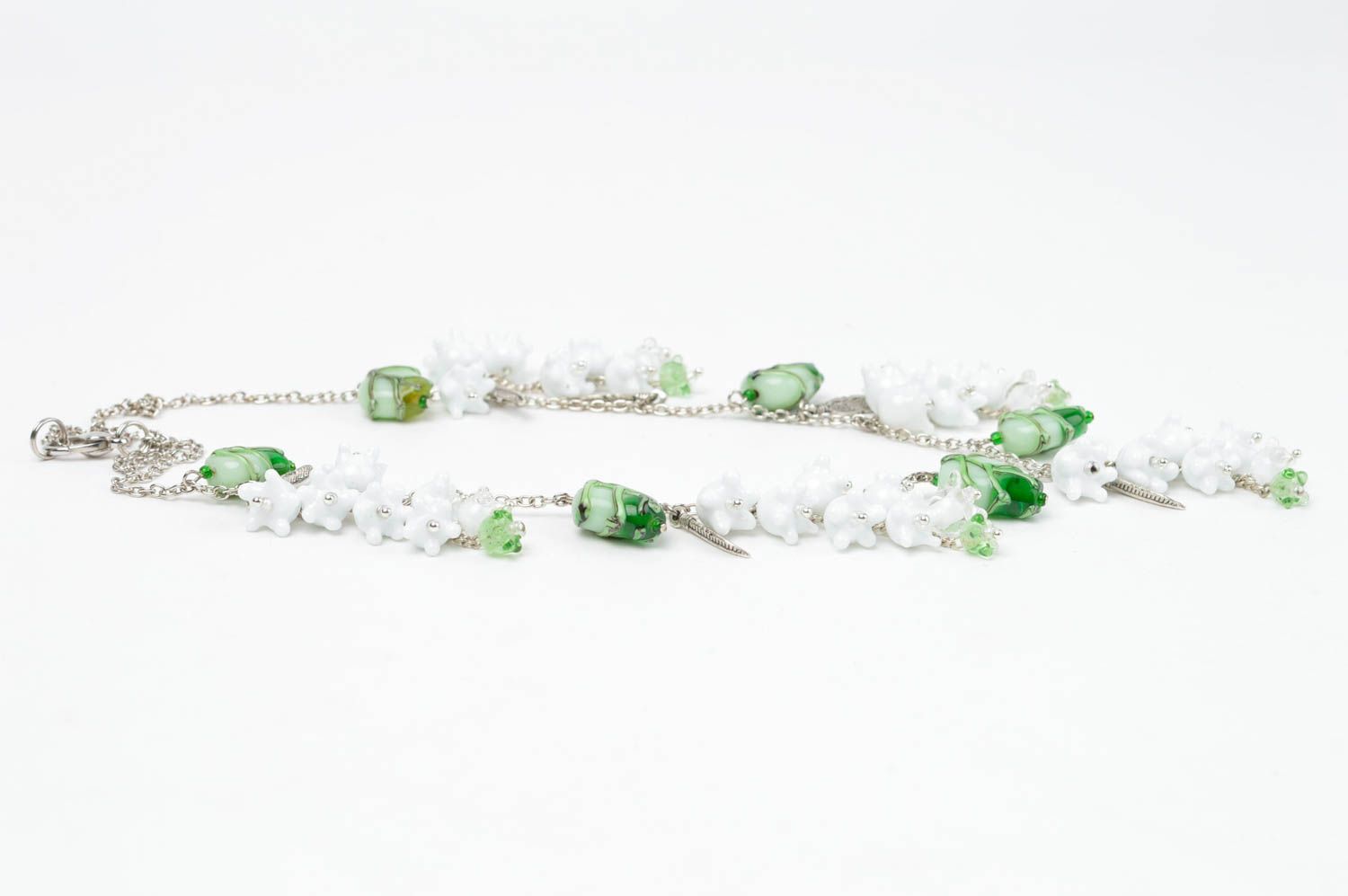 Frauen Halskette handgemacht Glasperlen Schmuck Geschenk für Frauen in Weiß foto 3