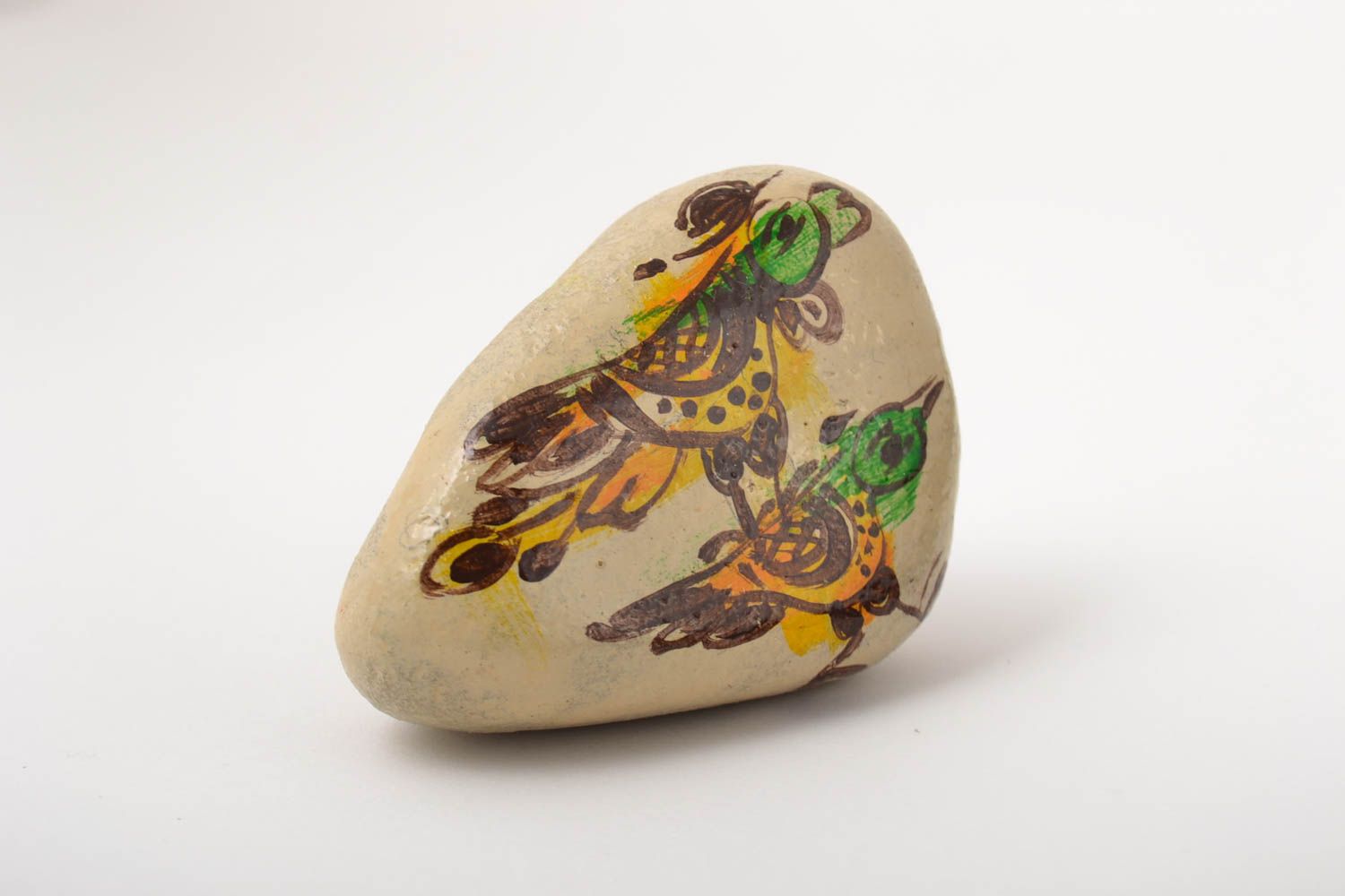 Декор для дома ручной работы раскрашенный камень птицы морской камень стильный фото 3