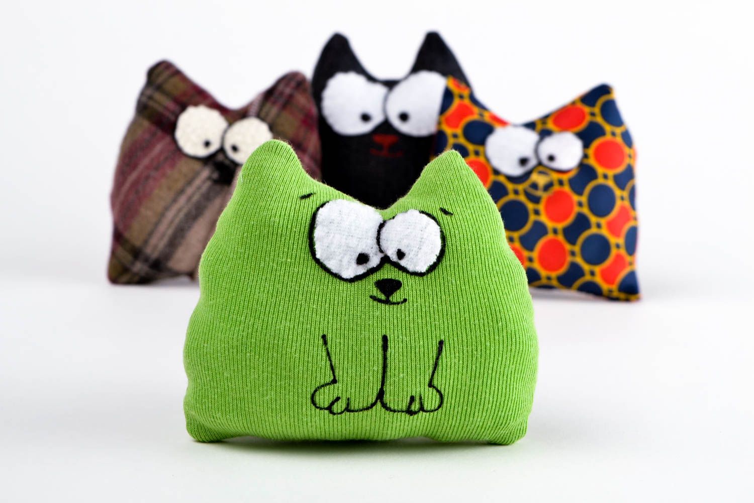 Handmade designer soft toy unusual funny toy bright textile cat toy for kids photo 1