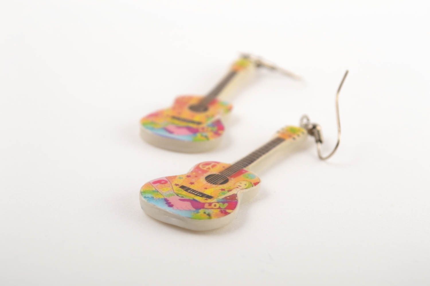 Pendientes de arcilla polimérica guitarra accesorio femenino bisutería artesanal foto 3