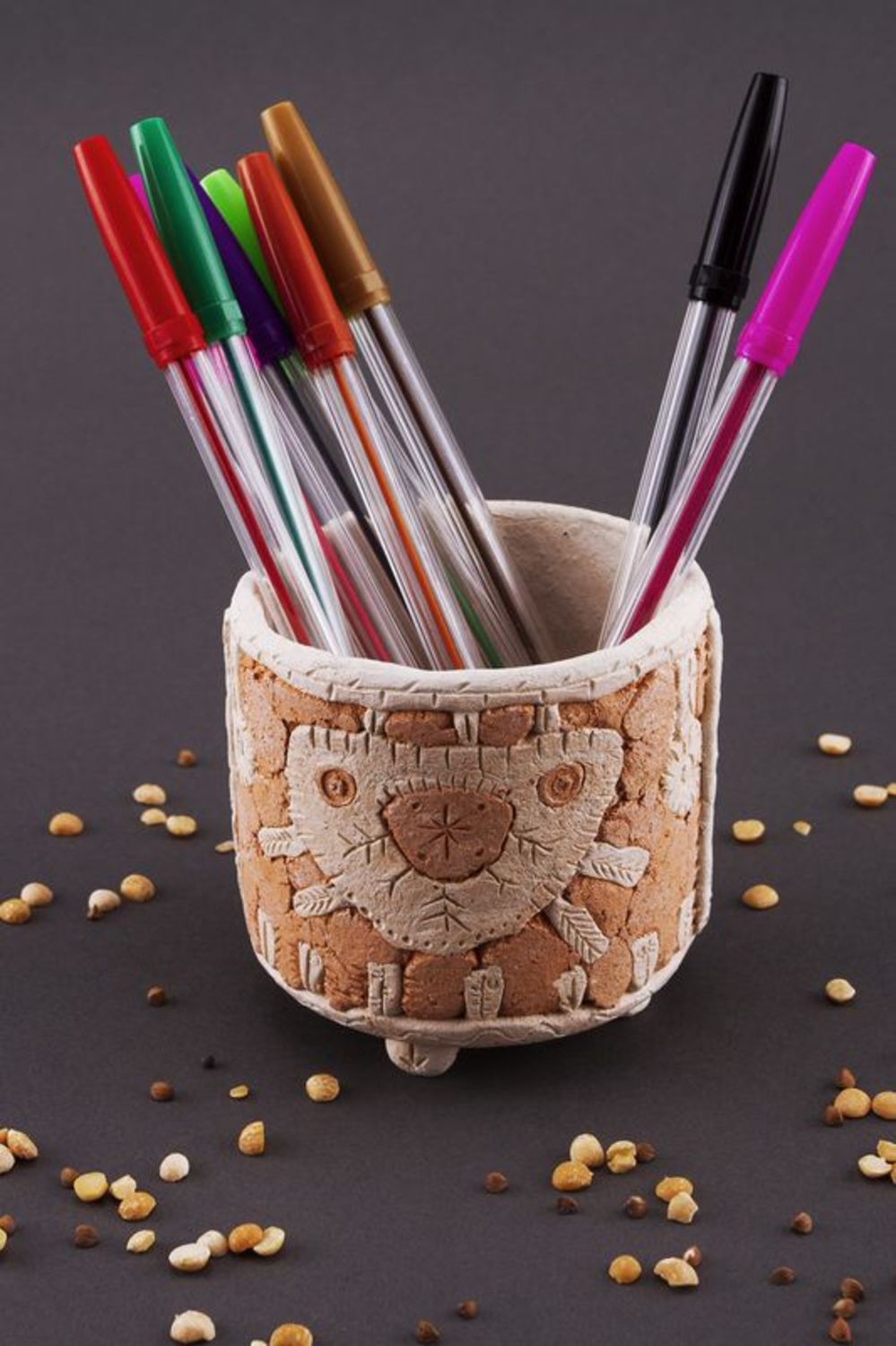 Supporto della matita e penna fatto a mano di argilla Portaoggetti da tavolo 

 foto 1