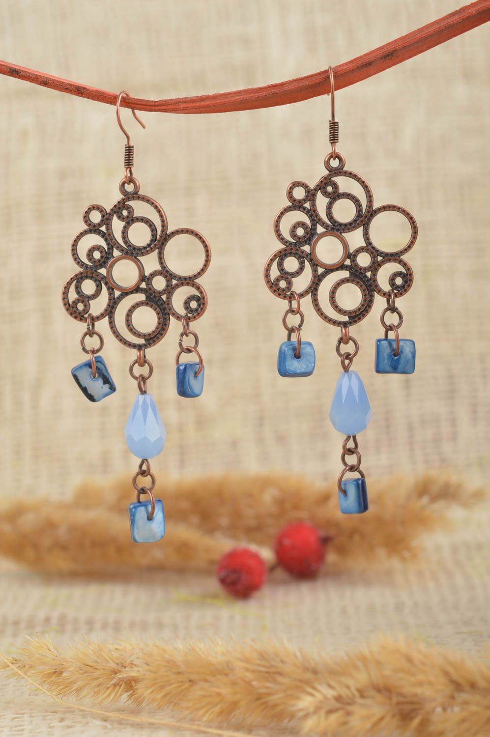 Beautiful handmade metal earrings stone earrings crystal earrings gifts for her photo 1