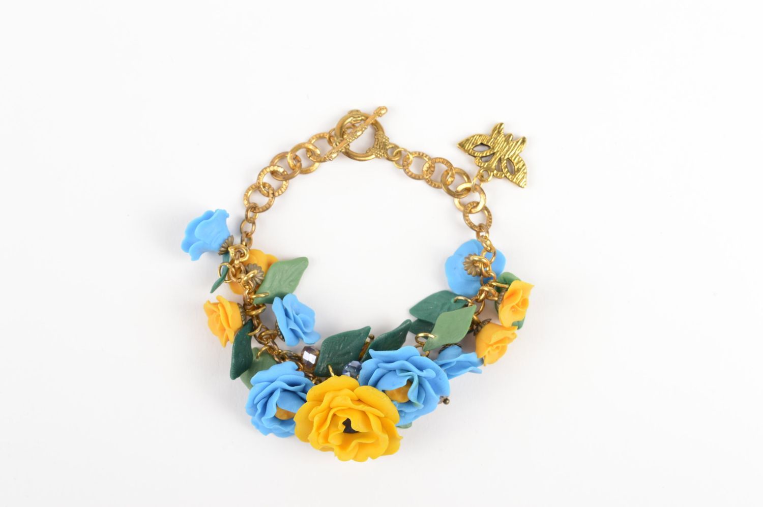Frauen Armband hochwertiger Modeschmuck handmade Polymer Clay Schmuck mit Blumen foto 2