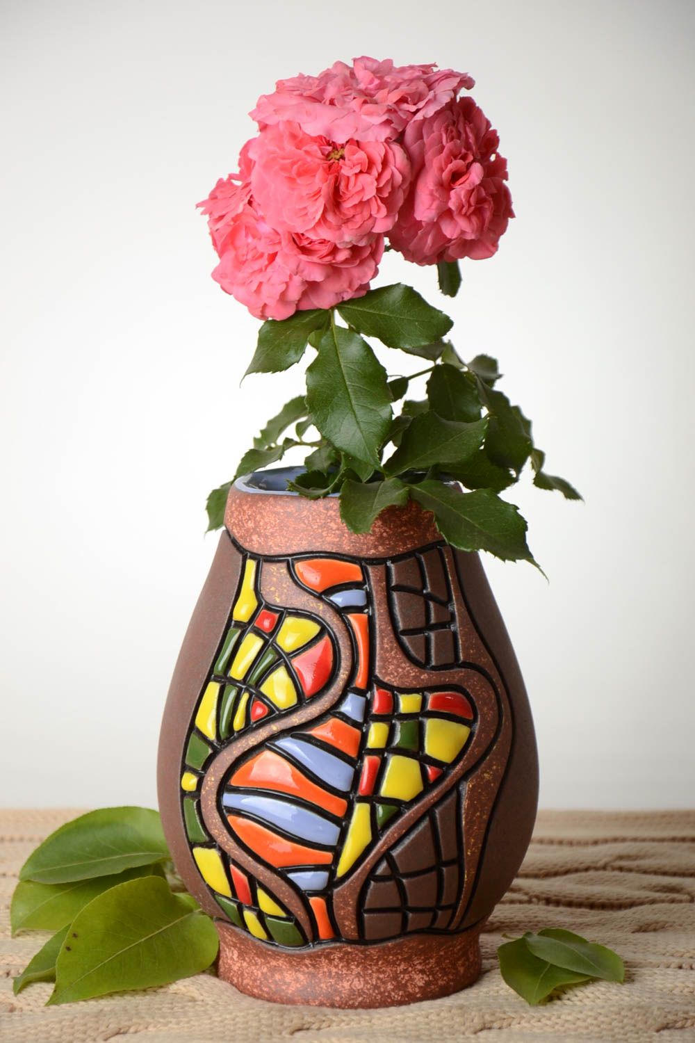 Vaso in semi-porcellana fatto a mano vaso in ceramica dipinto con pigmenti foto 1
