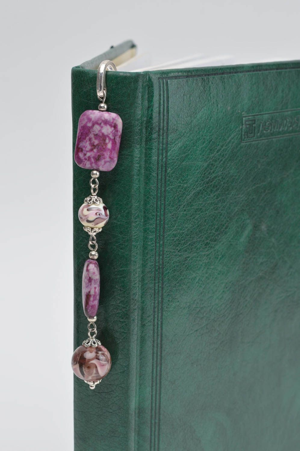 Handmade bookmark designer bookmark with natural stone glass accessories photo 1
