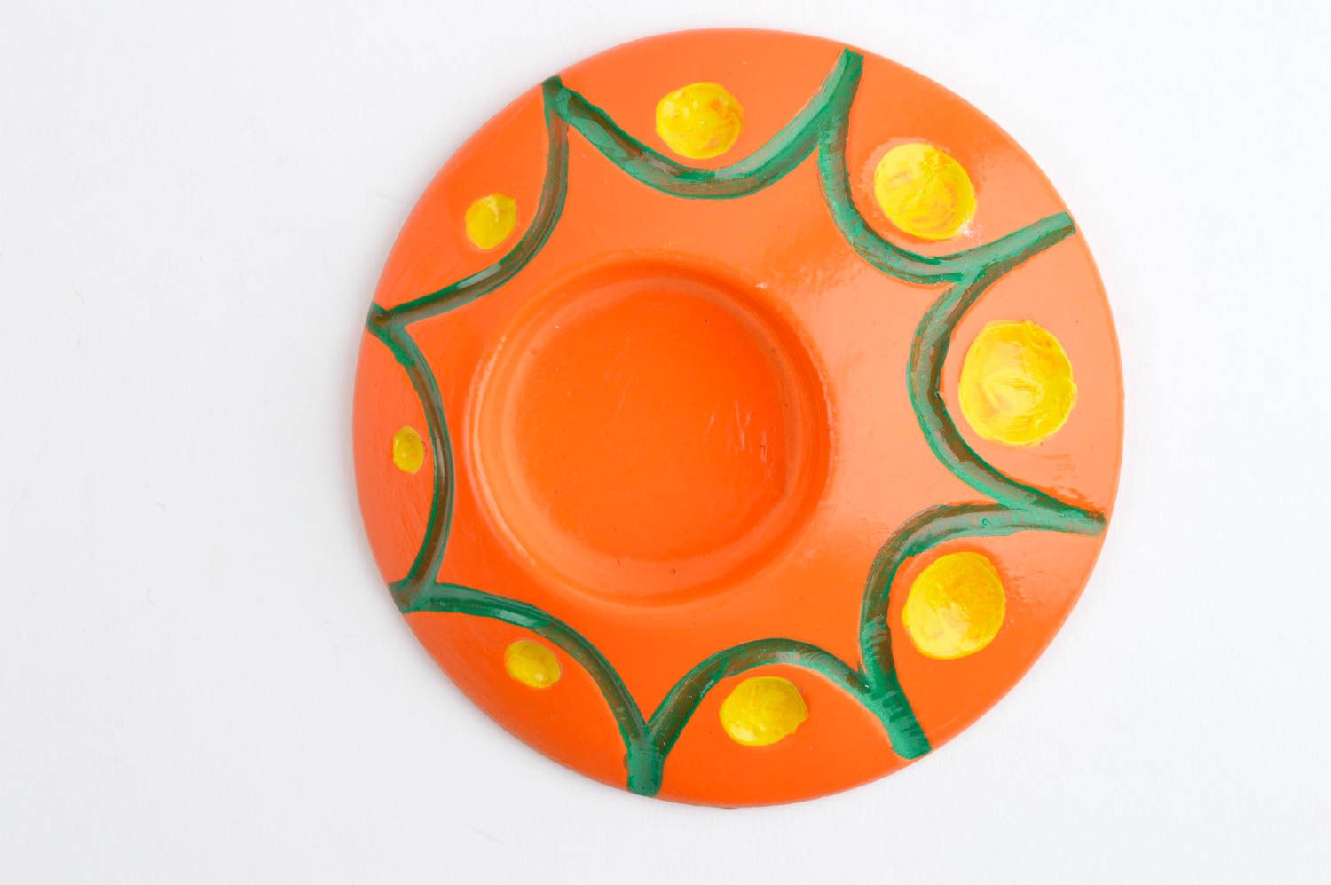 Bougeoir design fait main Support bougie plâtre orange Cadeau original photo 4