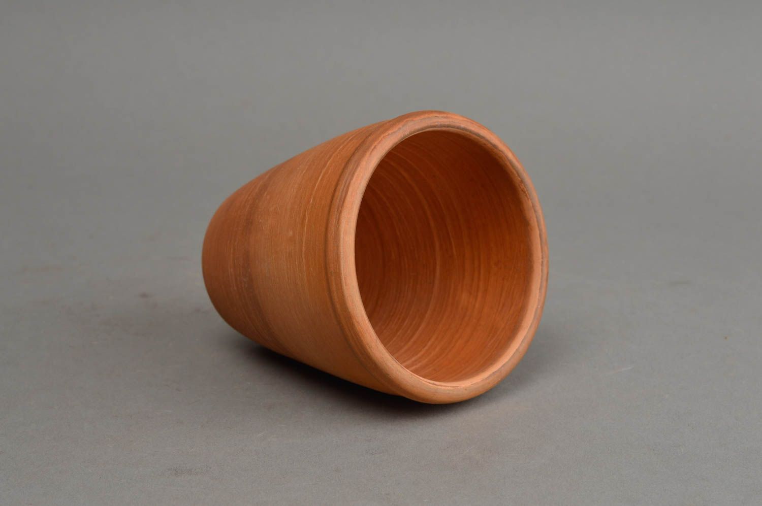 Becher aus Ton handmade Keramik Geschirr Küchen Deko 180 ml in Braun schön foto 3