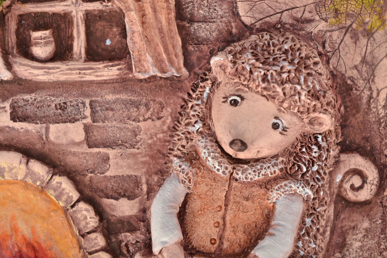 Ceramic wall panel Hedgehog Near the Fireplace photo 3