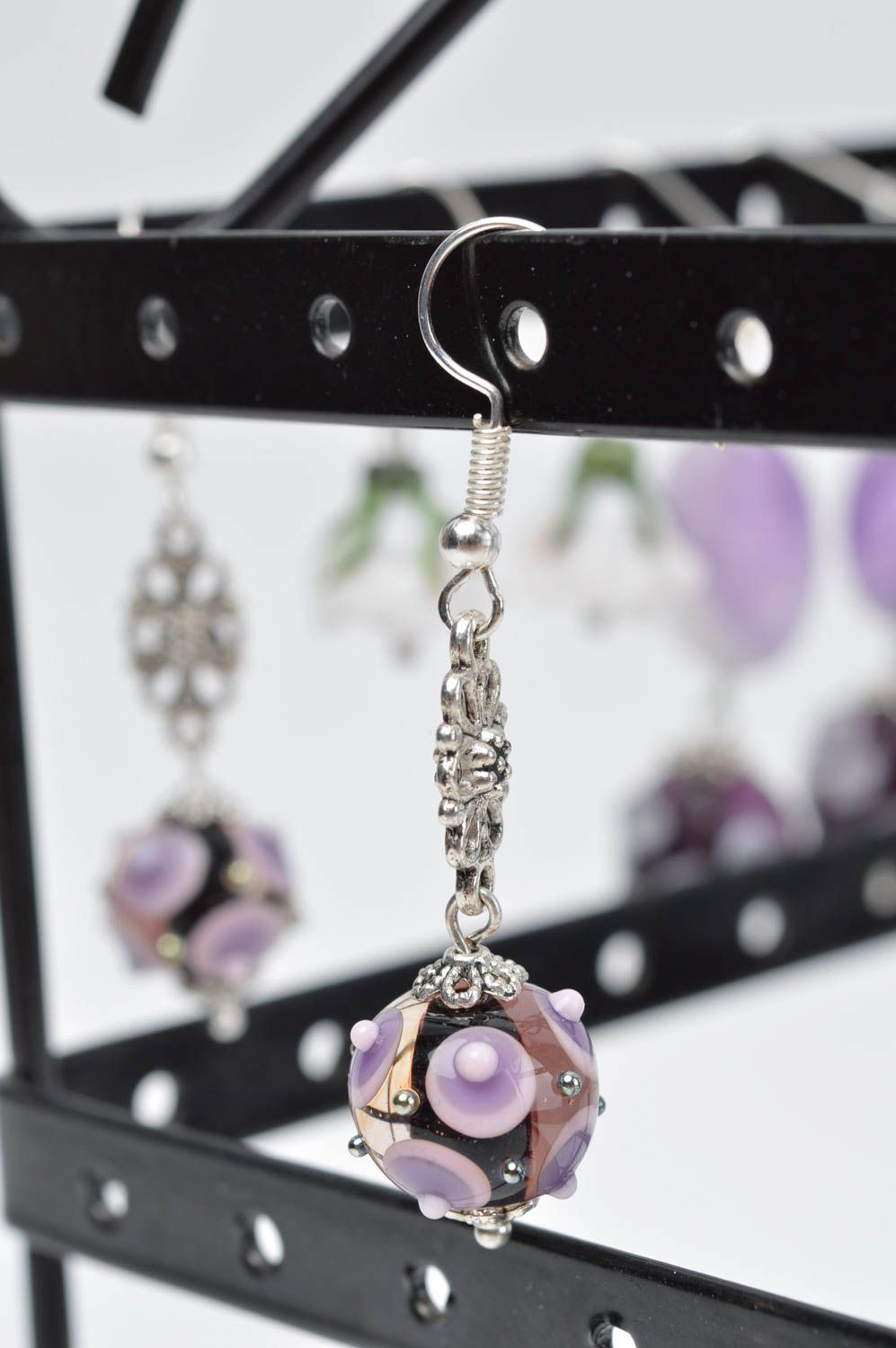 Handmade glass earrings elegant female earrings beautiful present cute earrings photo 1