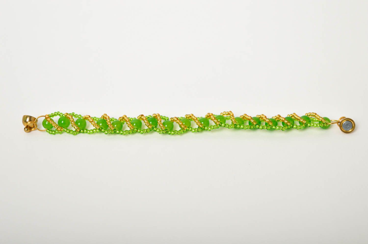 Браслет из бусин браслет из бисера ручной работы авторское украшение зеленое фото 4