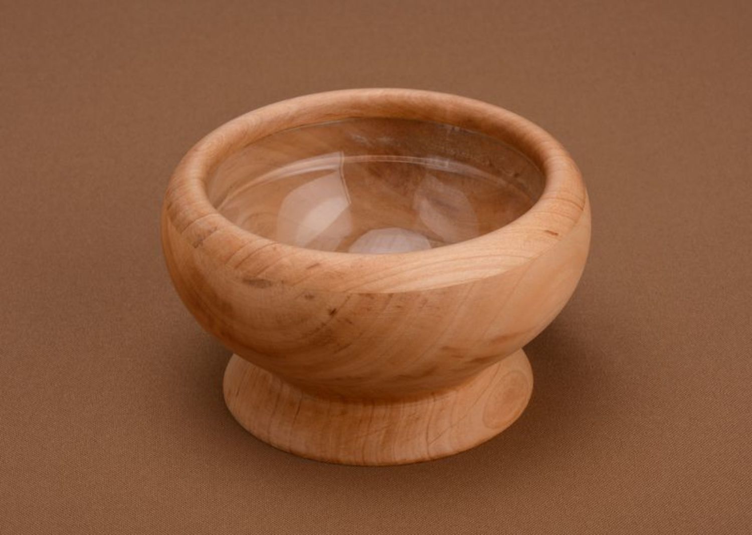 Wooden bowl with glass inner surface photo 2