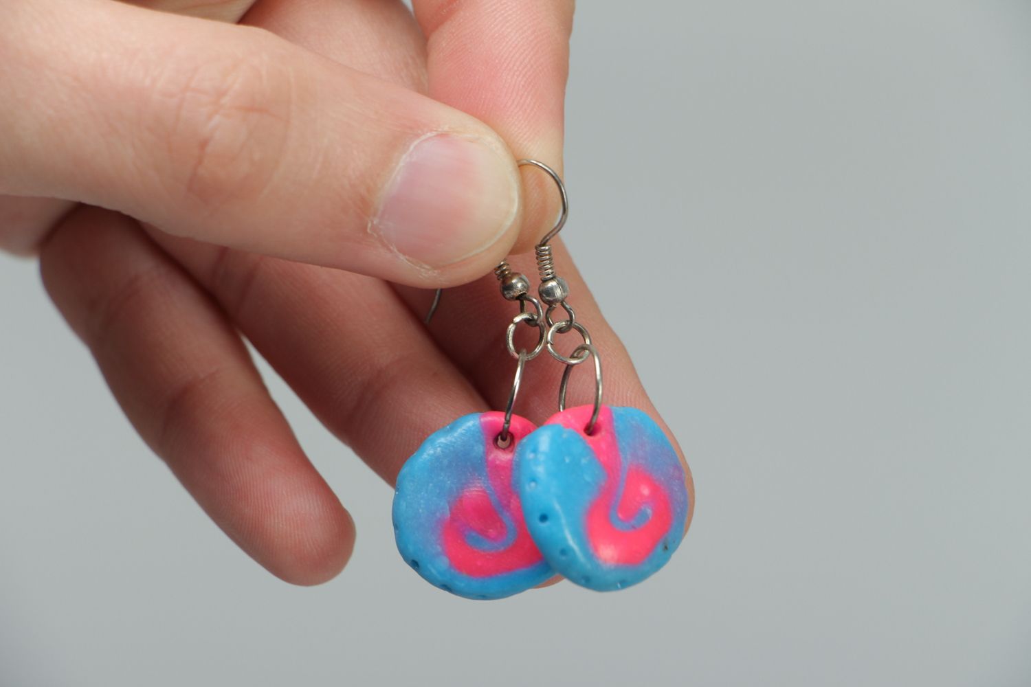 Handmade polymer clay dangle earrings  photo 3