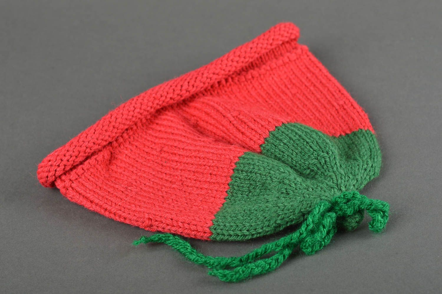 Bonnet tricot fait main Chapeau au crochet chaud fraise rouge Vêtement enfant photo 4