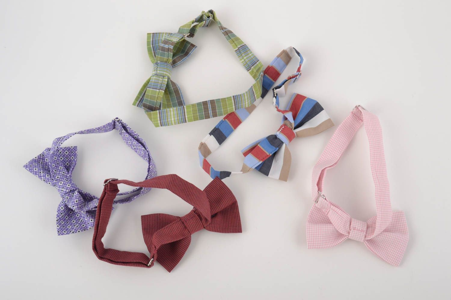 Set of 5 handmade textile cotton bow ties with adjustable straps unisex photo 2