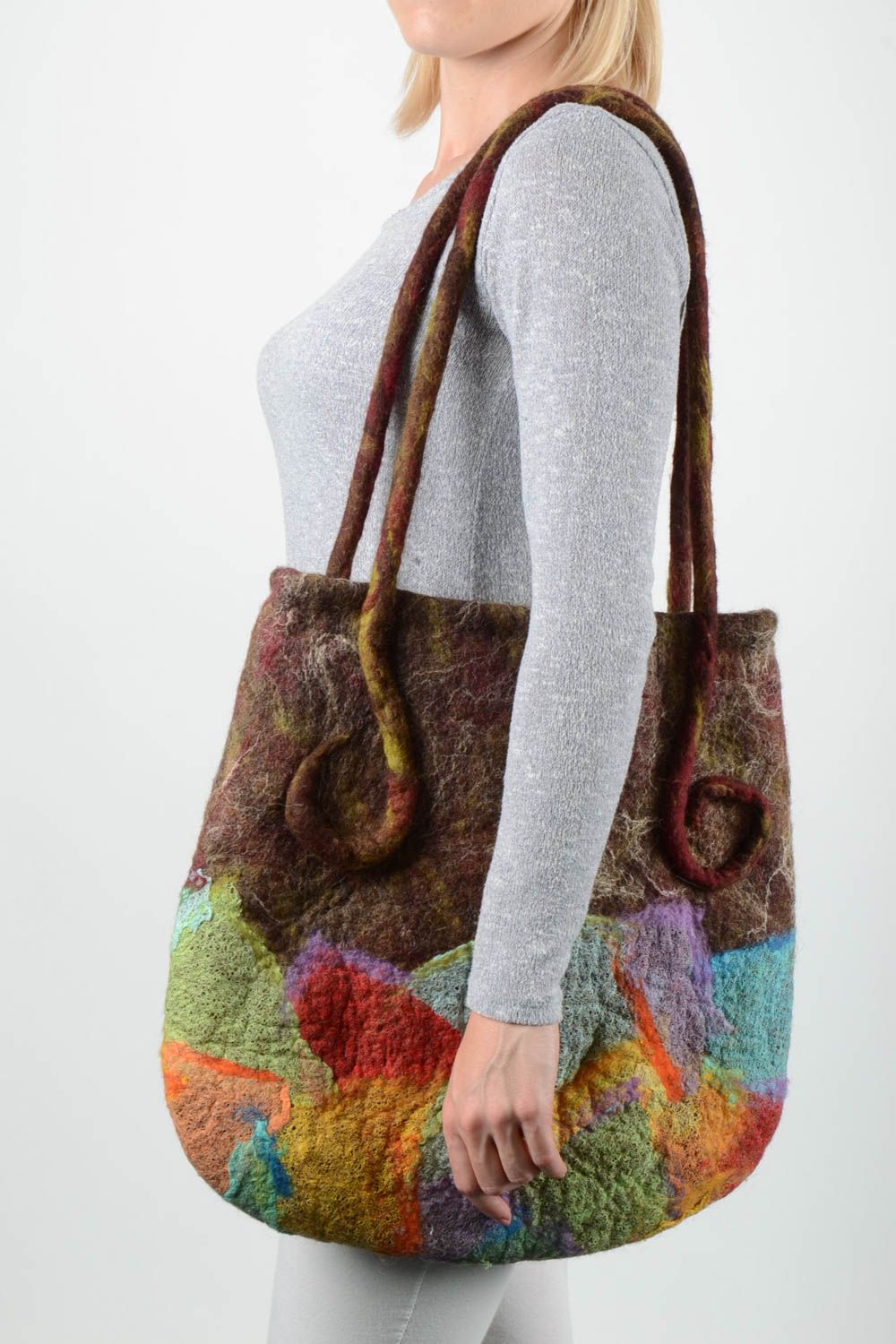 Handmade gefilzte Tasche bunte Stofftasche Damen Accessoire Geschenk für Frau foto 1