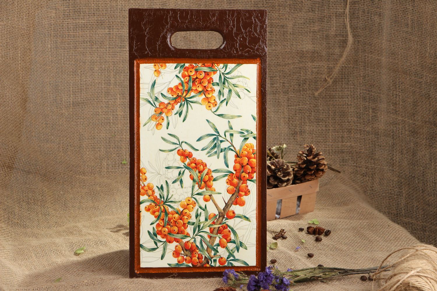 Cutting board with decoupage Seabuckthorn photo 5