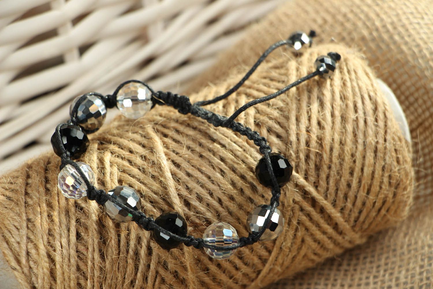 Braided bracelet with beads photo 1