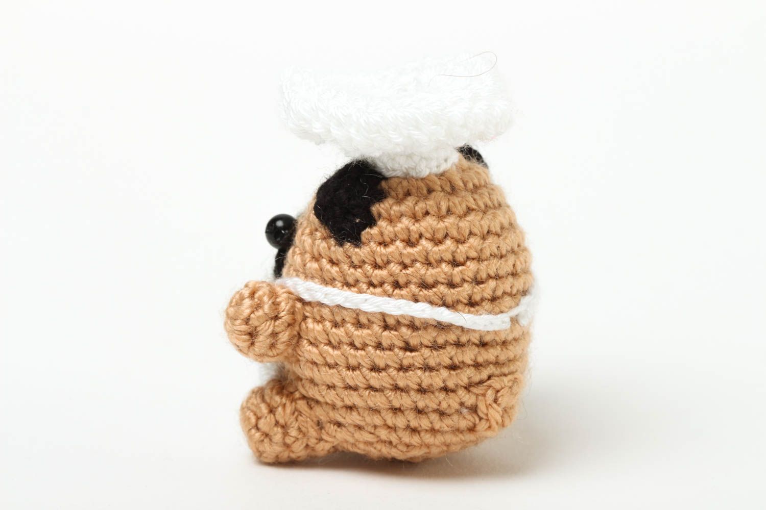 Jouet carlin Peluche faite main tricoté miniature Cadeau enfant Cuisinier photo 3