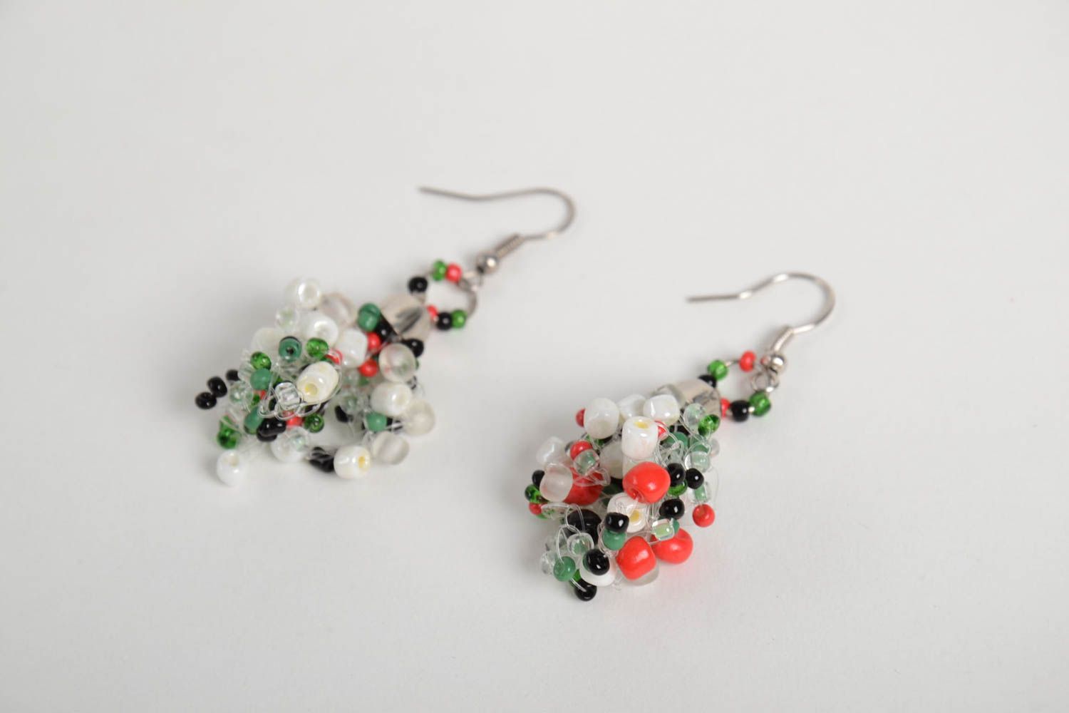 Handmade designer beaded earrings unusual trendy jewelry dangling earrings photo 4