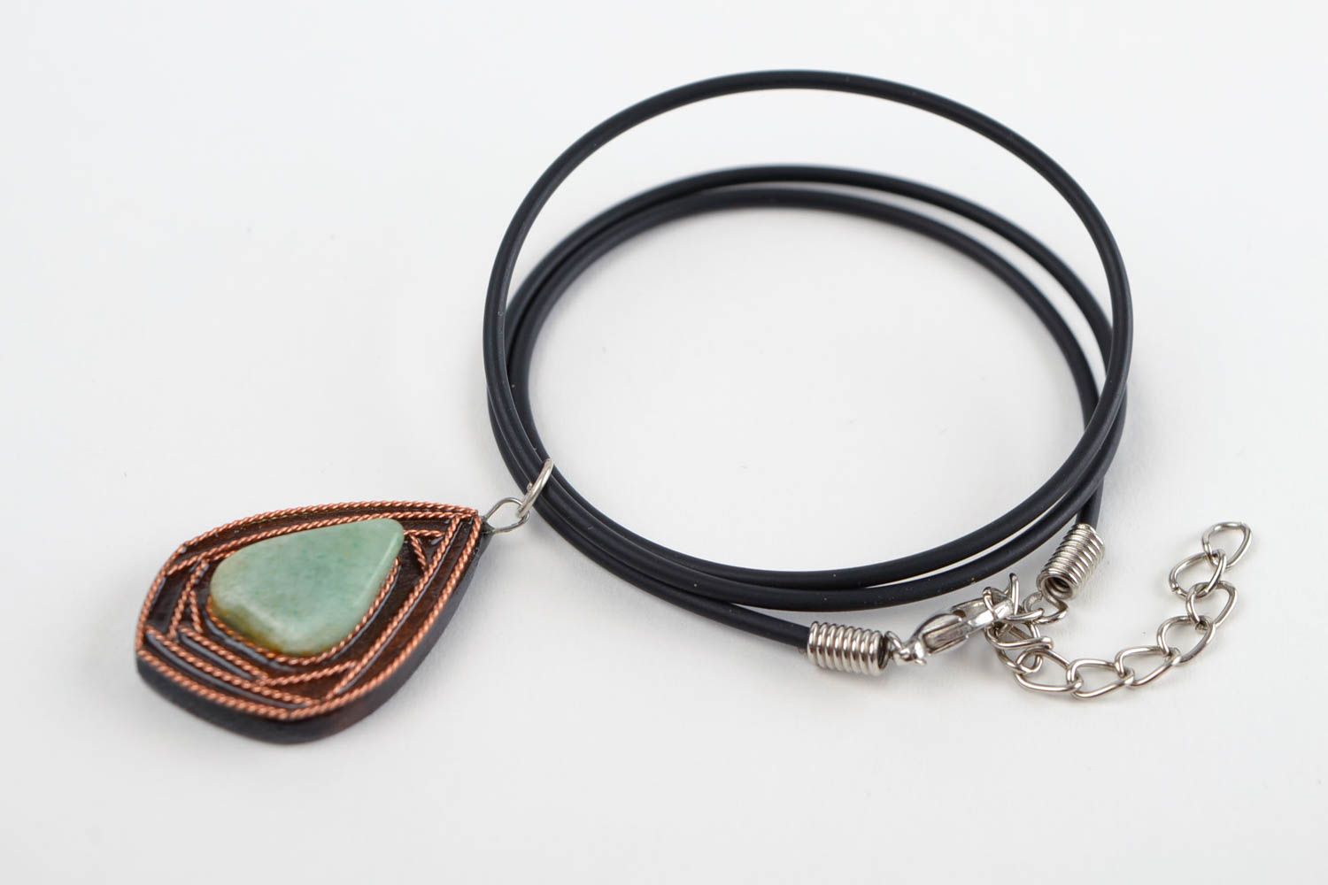 Handmade jewelry necklace designer unique wooden eco-friendly pendant for woman photo 2