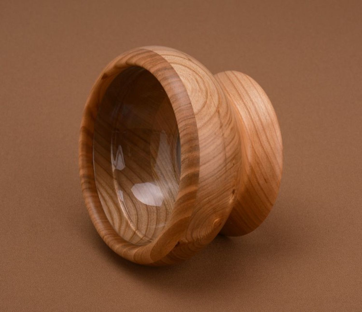 Wooden bowl with tempered glass inside surface photo 2