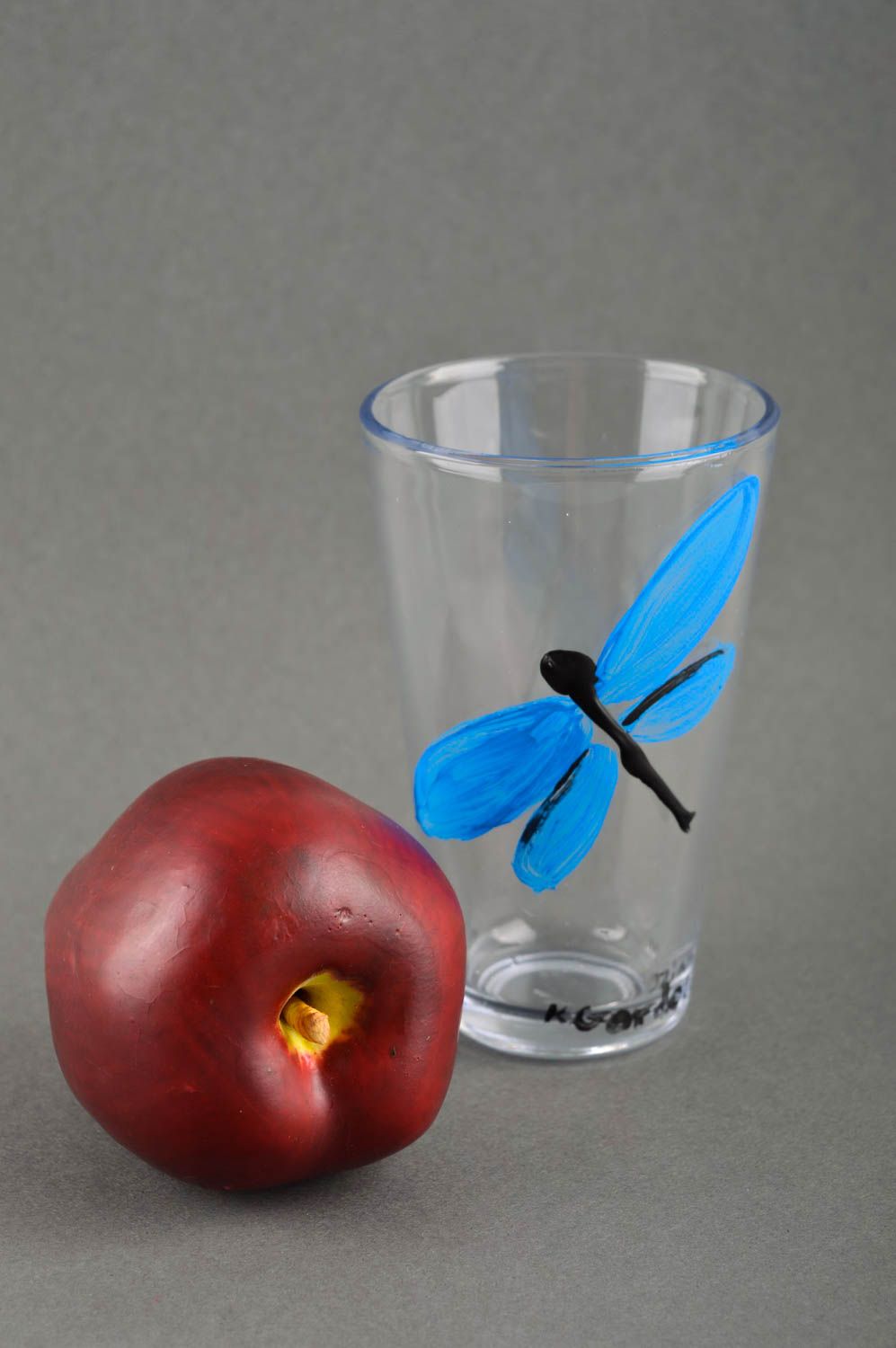 Красивый стакан с росписью ручной работы стеклянный стакан расписная посуда  фото 1