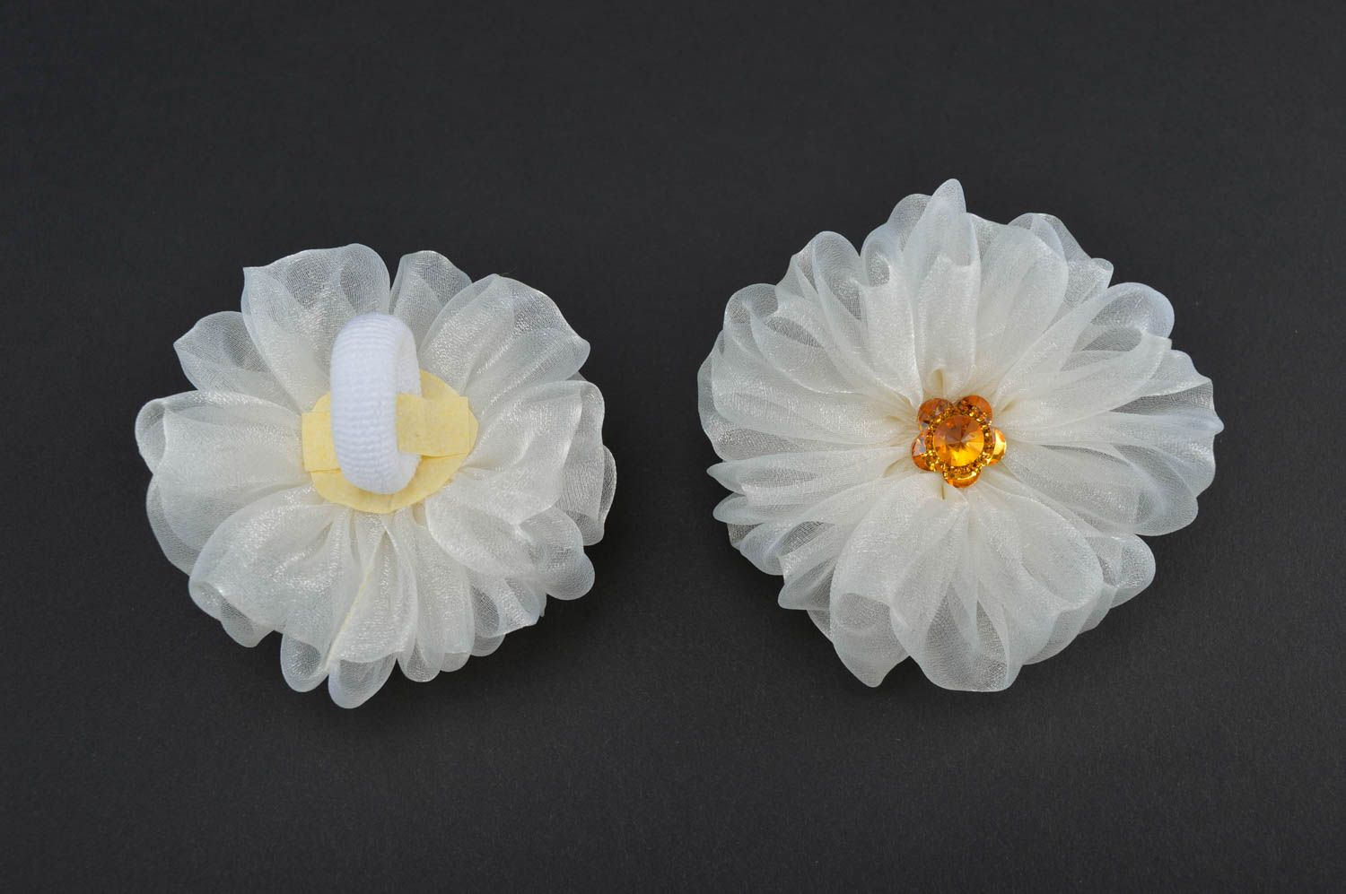 Handmade Blumen Haargummis Accessoires für Haare Kinder Haargummis in Weiß grell foto 5