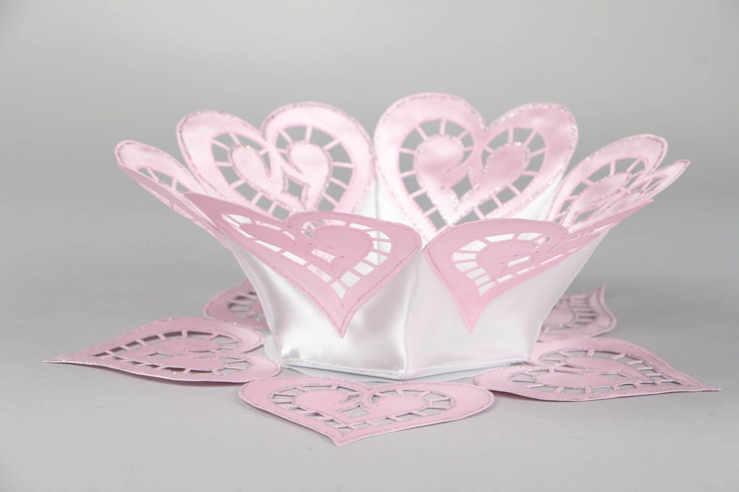 11 inches wide fabric heart shape bowl for table décor 0,06 lb photo 1