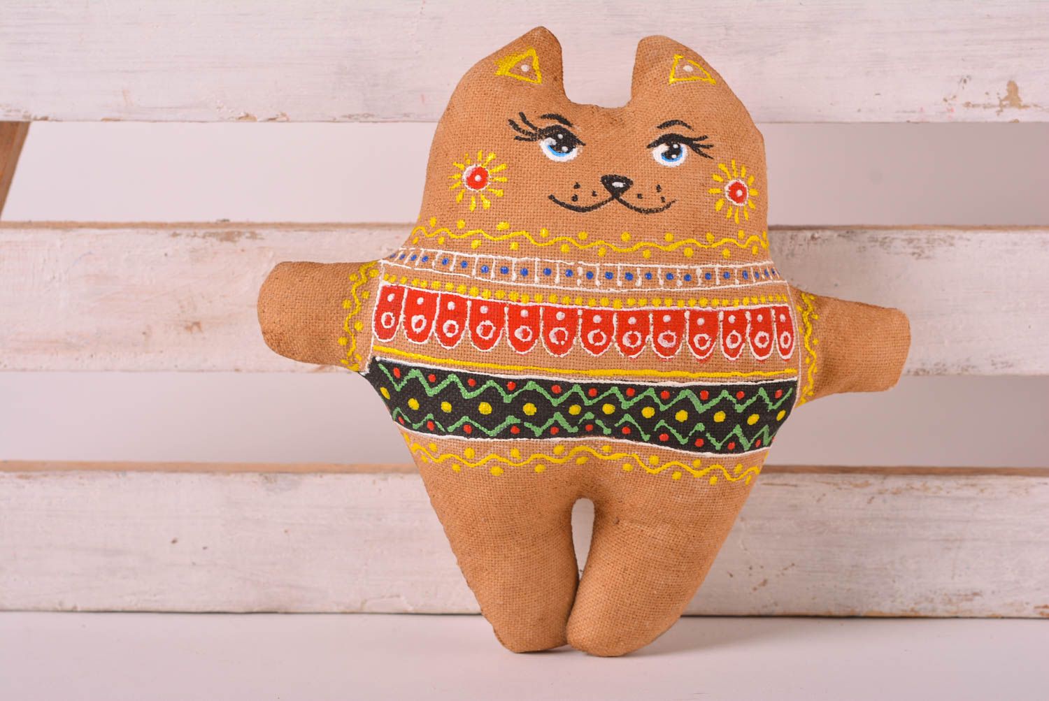 Juguete hecho a mano de tela gato de peluche regalo para niño decoración de casa foto 1