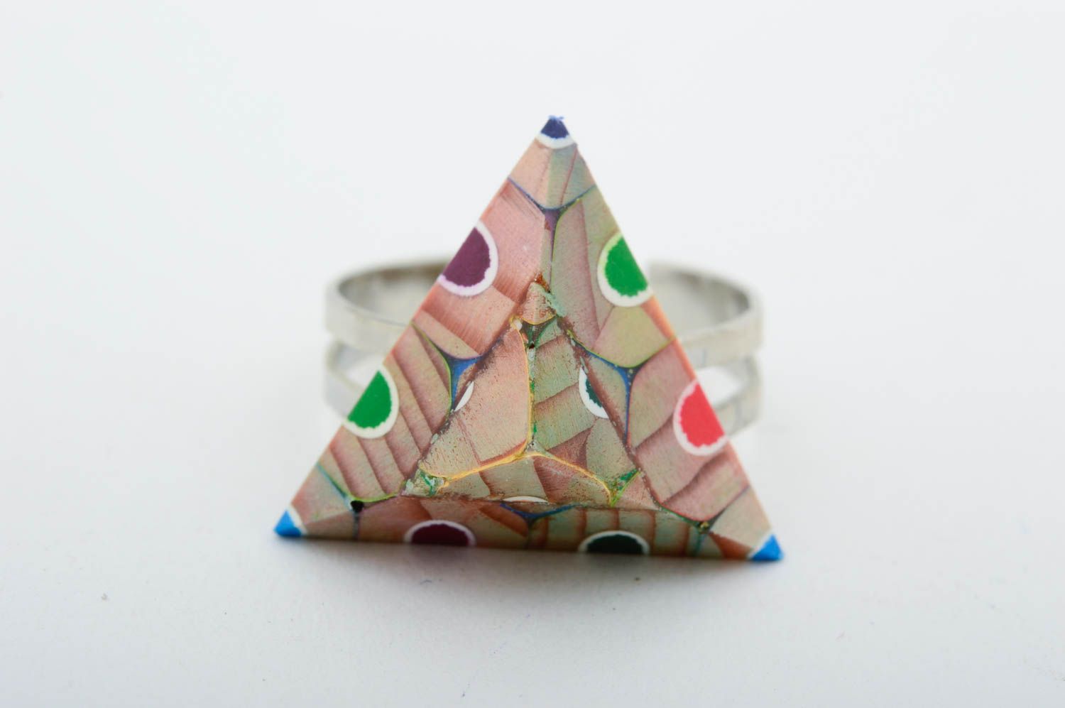 Anillo inusual triangular hecho a mano regalo original accesorio para mujeres foto 4