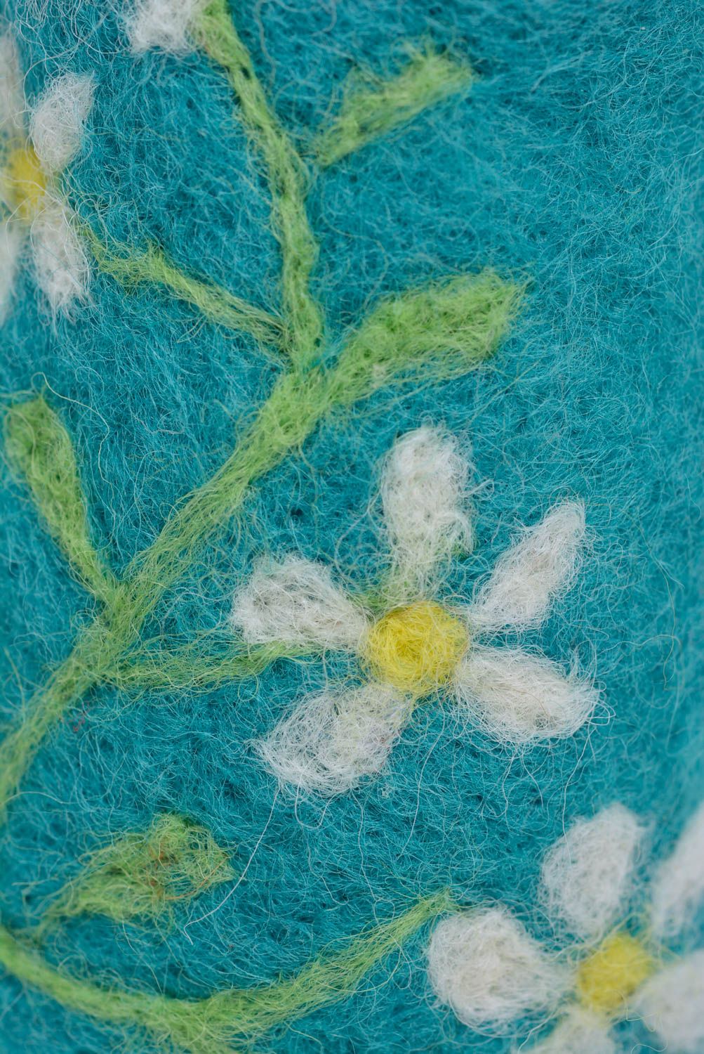 Poupée en laine feutrée originale faite main robe turquoise décorative photo 5