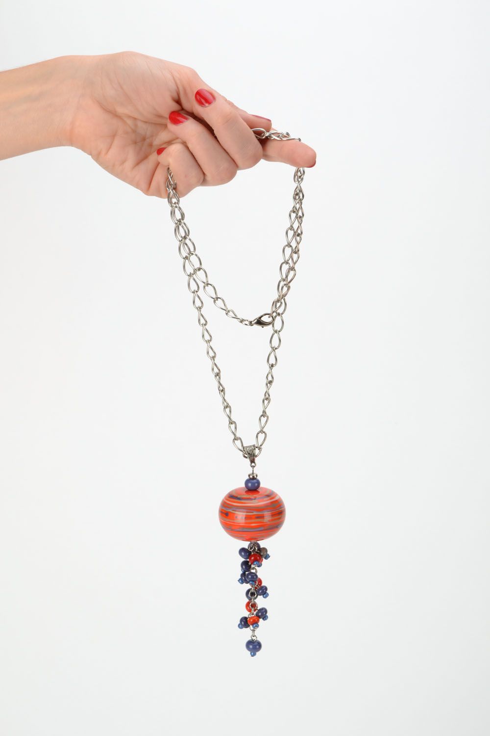 Ciondolo di perle con tecnica lampwork fatto a mano pendente originale da donna  foto 2