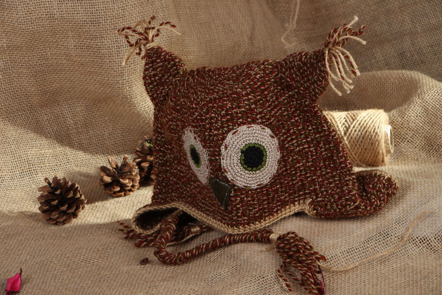 Crocheted hat Brown Owl photo 5