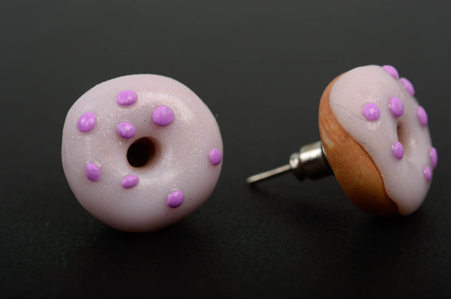 Handmade Schmuck Ohrstecker Damen Donut Ohrringe ausgefallener Ohrschmuck foto 1