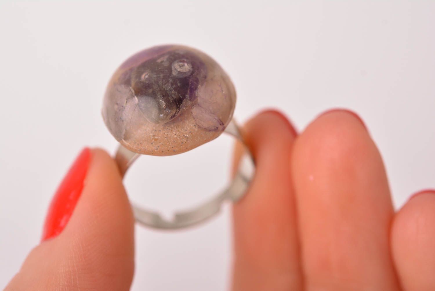 Кольцо ручной работы кольцо из эпоксидной смолы женское кольцо с яшмой фото 4