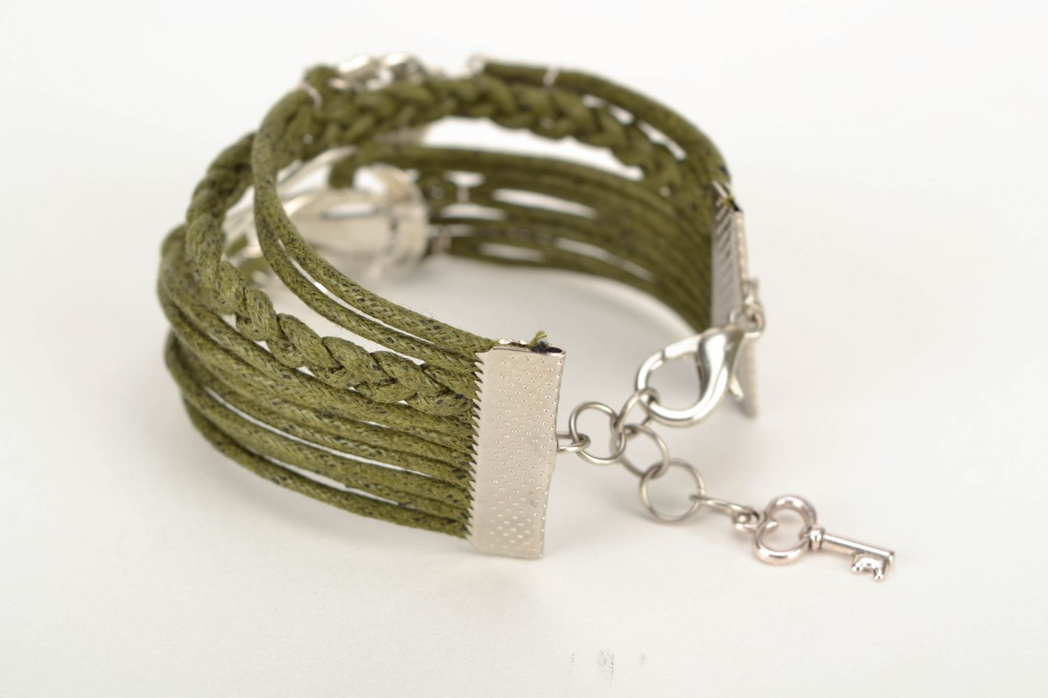 Green waxed cord bracelet photo 3