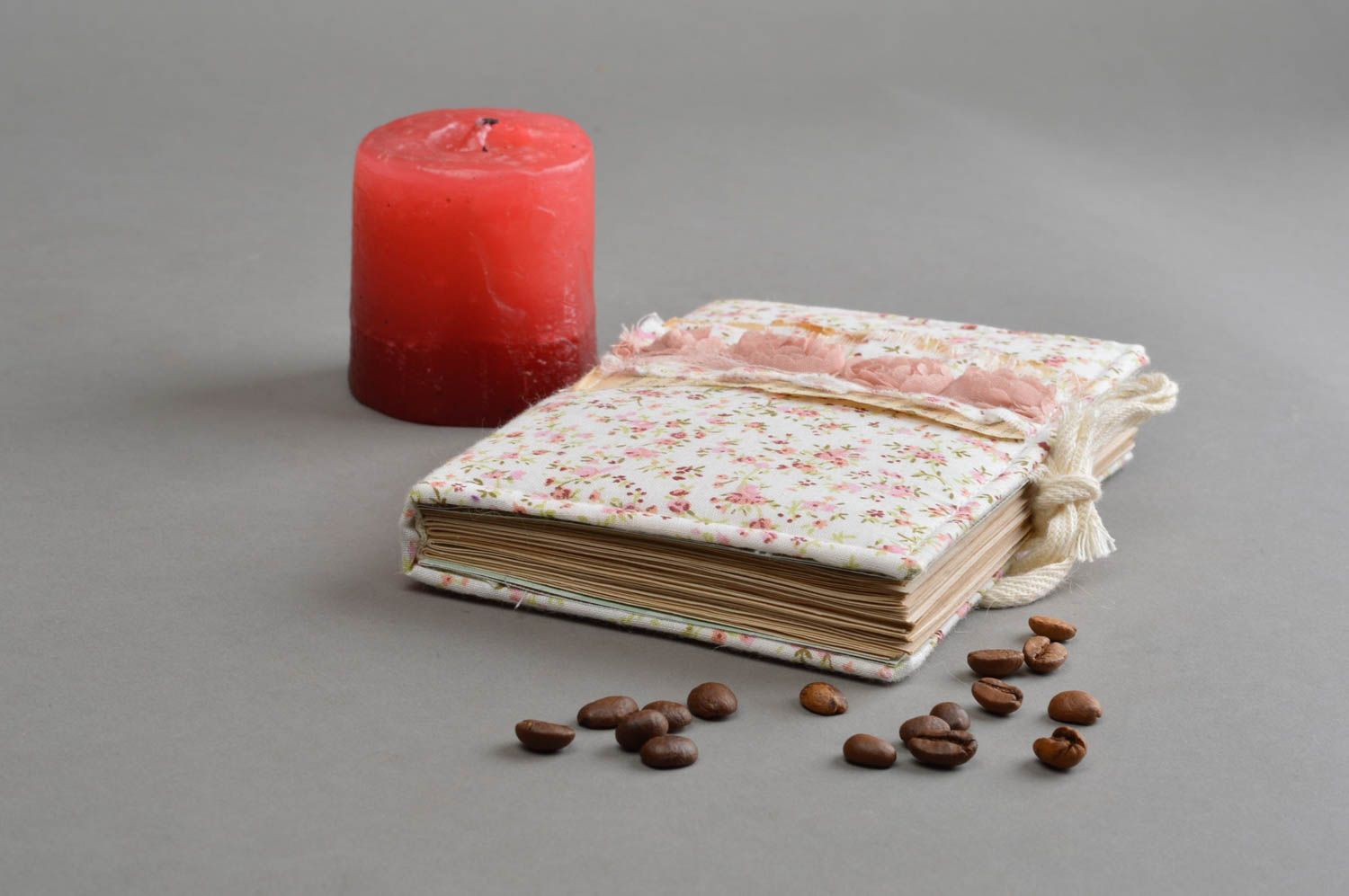 Carnet couverture en tissu à motif floral fait main à nouer 50 feuilles photo 1