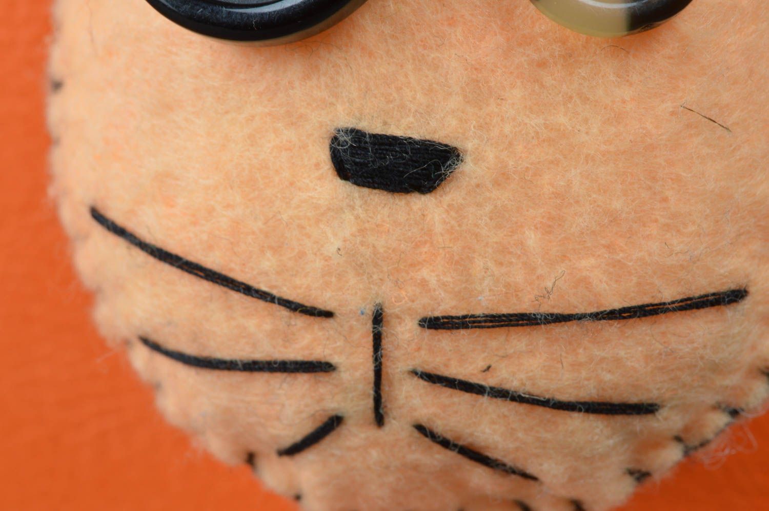 Beautiful designer handmade fabric soft bookmark toy cat of peach color photo 4