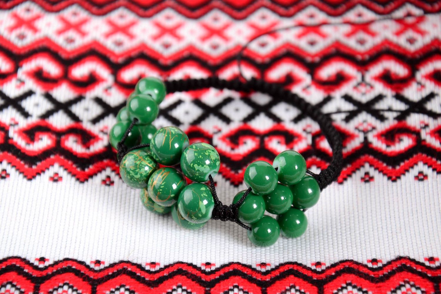 Bracelet vert Bijou fait main perles en céramique verre Cadeau pour femme photo 2
