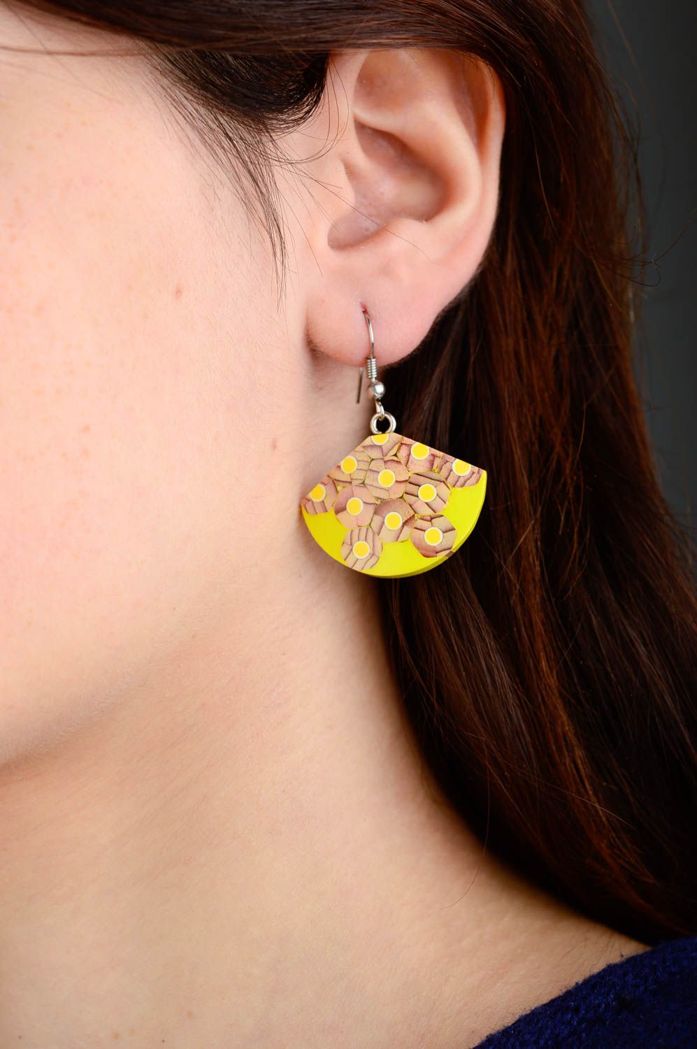 Handgemachter Schmuck große Ohrringe Designer Schmuck Accessoire für Frauen gelb foto 2
