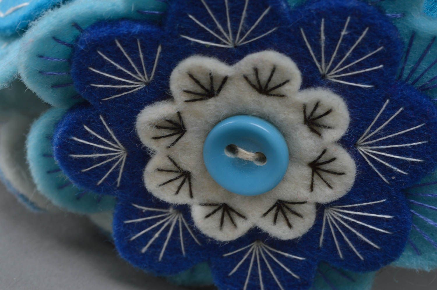 Beautiful handmade designer blue felt fabric artificial flower bouquet photo 4