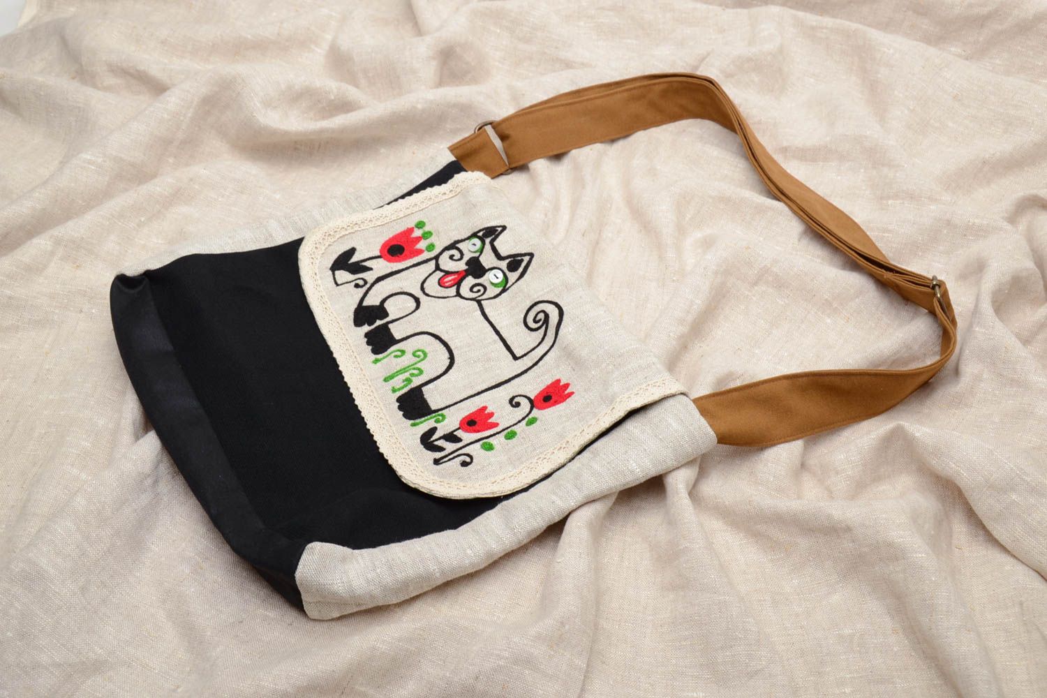 Handmade shoulder bag Kitten photo 1