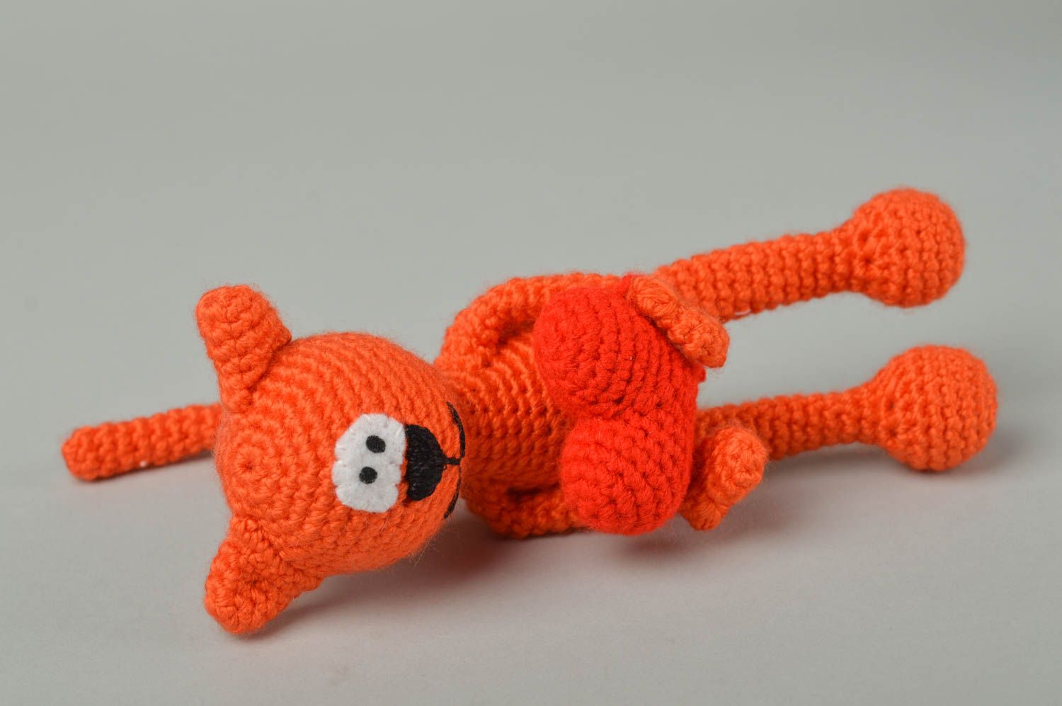 Weiches Katze Spielzeug in Orange handmade Stoff Kuscheltier Geschenk für Kinder foto 5