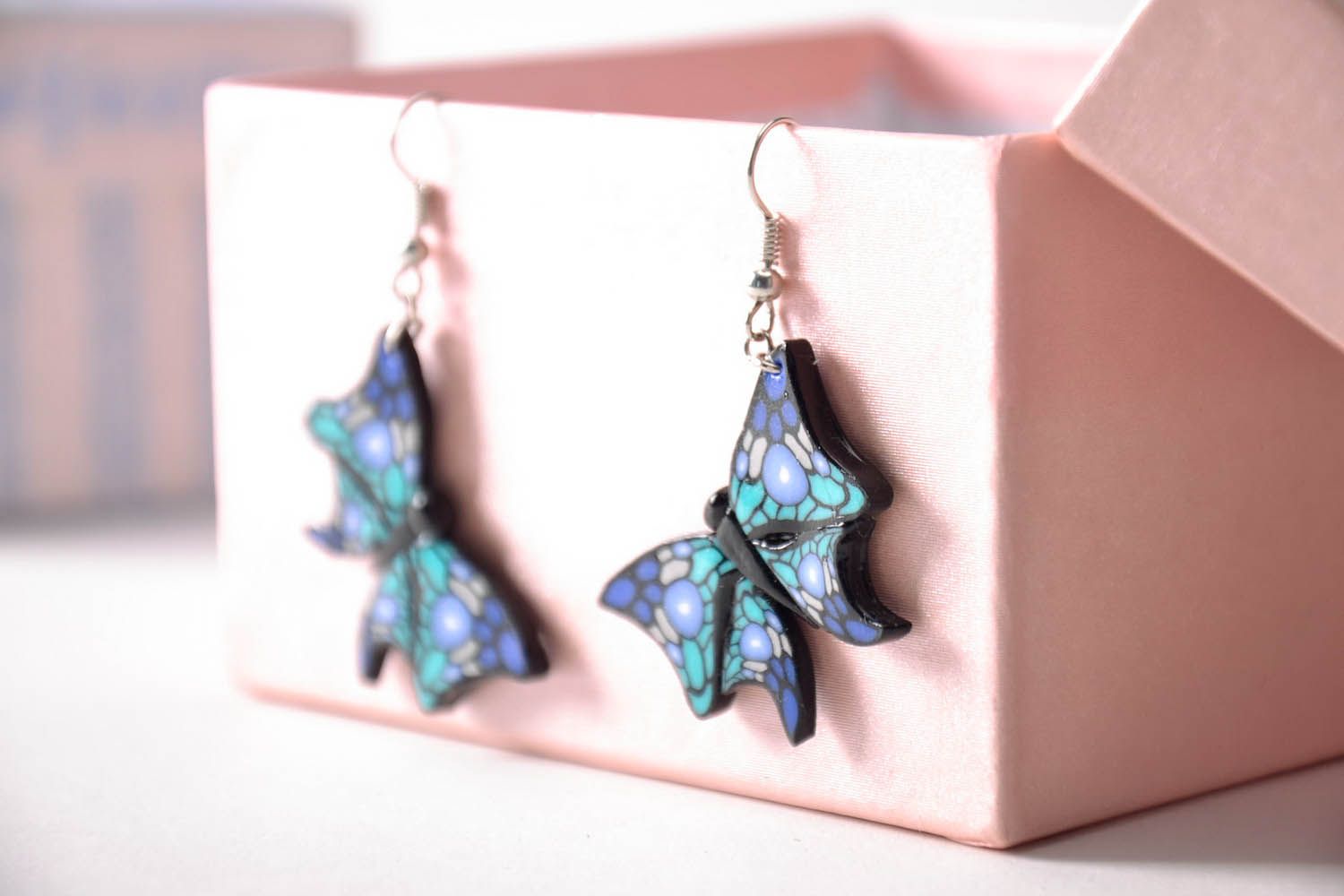 Polymer clay earrings Bows photo 1
