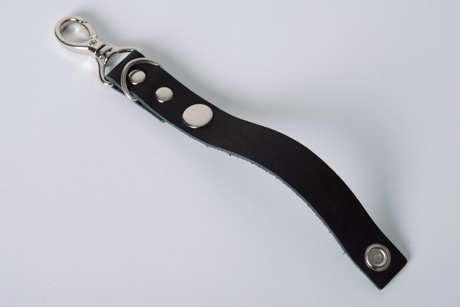Porte-clés en cuir naturel noir avec mousqueton original fait main cadeau photo 4