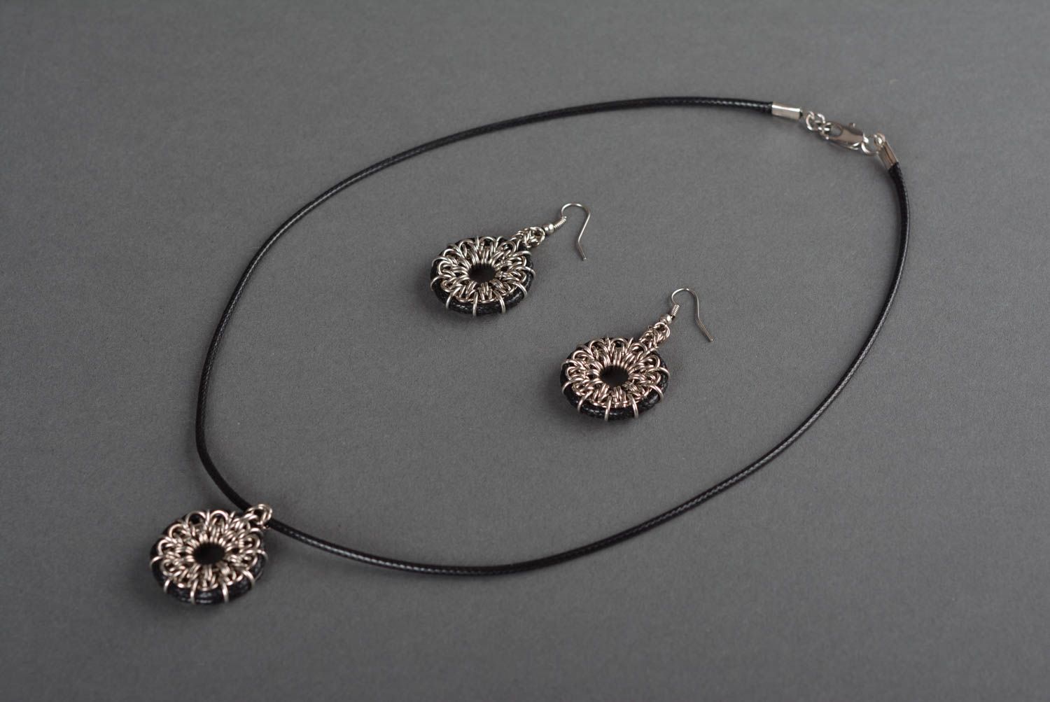 Handmade metal jewelry metal earrings metal pendant handmade accessories photo 1