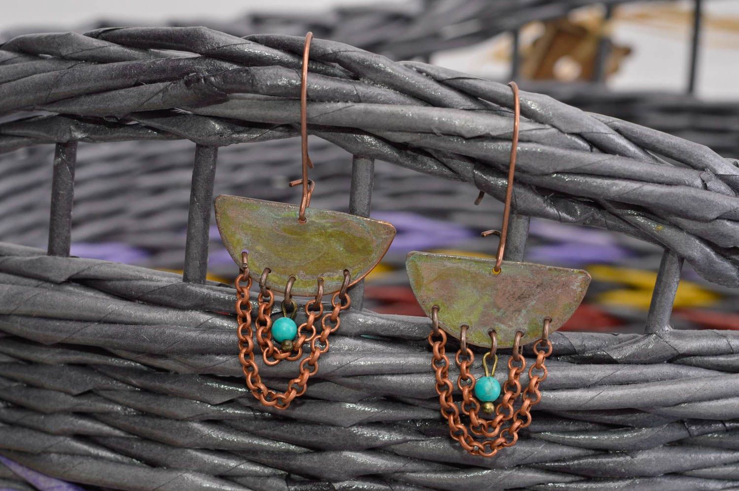 Pendientes de cobre hechos a mano accesorio para mujeres regalo original foto 1