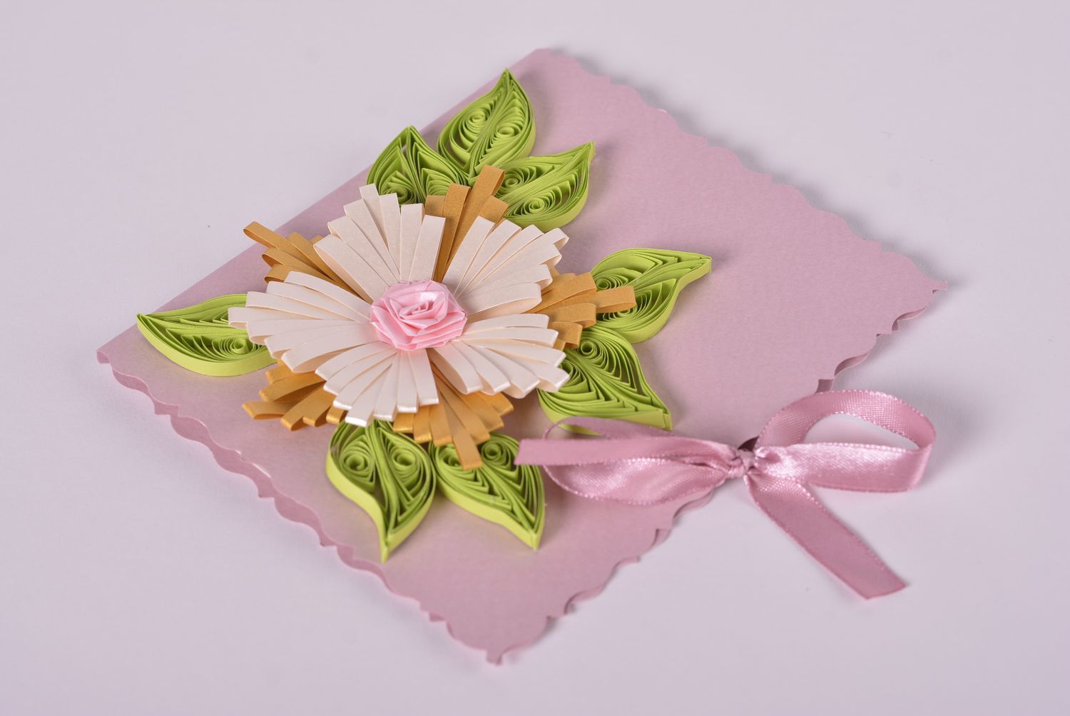 Handmade rosa schöne Grußkarte ausgefallenes Geschenk Scrapbooking Karte zart foto 1